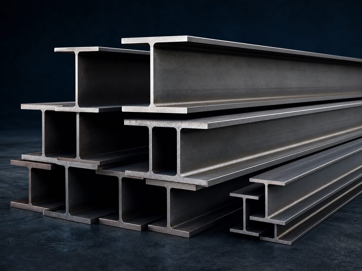 Structural steel H-beams and I-beams
